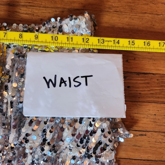 ZARA High Waisted Silver Sequin Ruffle Skirt - Picture 9 of 11